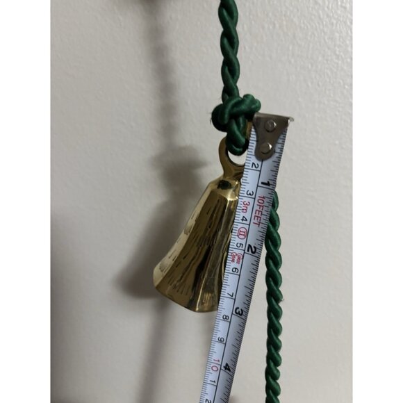 Vtg Graduated 4 Gold  Brass Bells Green Braided Rope Door Hanger Holiday - Picture 12 of 14